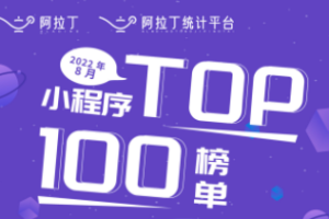 阿拉丁指數:2022年8月小程序TOP100榜單